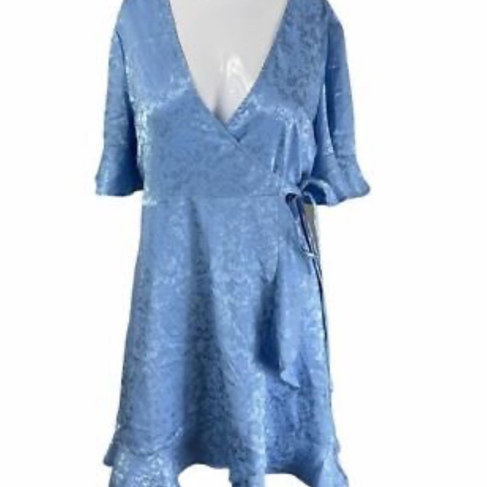 Blue Floral Evelyn Wrap Mini Dress